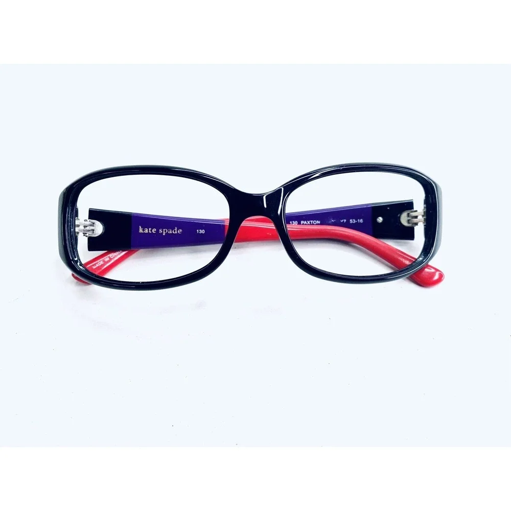 Kate Spade NY Black Purple Red Rectangular Wrap Eyeglasses Paxton 53 16 130